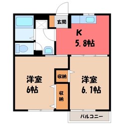 宇都宮駅 バス20分  弁天橋下車：停歩7分 2階の物件間取画像